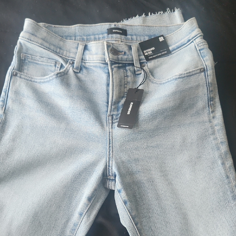 Express Faded Blue Boot Cut Jeans - Picture 4 of 5